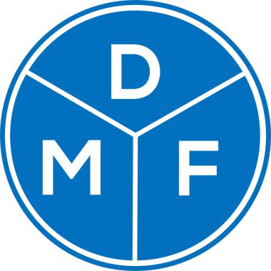 Beyaz arka planda DMF harf logosu tasarımı. DMF yaratıcı daire harfi logosu konsepti. DMF harf tasarımı.