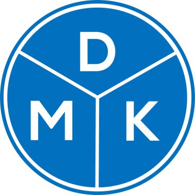 Beyaz arka planda DMK harf logosu tasarımı. DMK yaratıcı daire harfi logosu konsepti. DMK harf tasarımı.