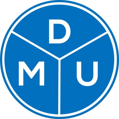 Beyaz arka planda DMU harf logosu tasarımı. DMU yaratıcı daire harfi logosu konsepti. DMU harf tasarımı.