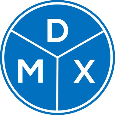 Beyaz arkaplanda DMX harf logosu tasarımı. DMX yaratıcı daire harfi logosu konsepti. DMX harf tasarımı.
