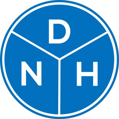 Beyaz arka planda DNH harf logosu tasarımı. DNH yaratıcı daire harfi logosu konsepti. DNH harf tasarımı.