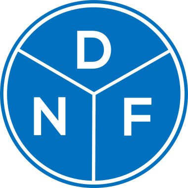 Beyaz arka planda DNF harf logosu tasarımı. DNF yaratıcı daire harfi logosu konsepti. DNF harf tasarımı.