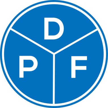 Beyaz arka planda DPF harf logosu tasarımı. DPF yaratıcı daire harfi logosu konsepti. DPF harf tasarımı.