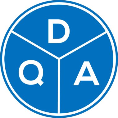 Beyaz arka planda DQA harf logosu tasarımı. DQA yaratıcı daire harf logosu konsepti. DQA harf tasarımı.