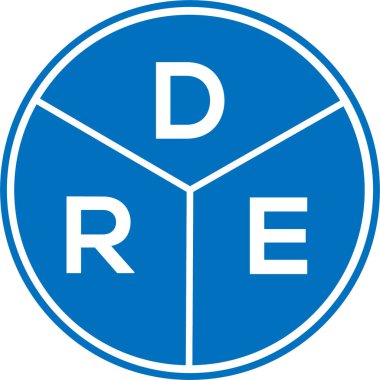 Beyaz arkaplanda DRE harf logosu tasarımı. Yaratıcı yuvarlak harf logosu kavramı. DRE harf tasarımı.