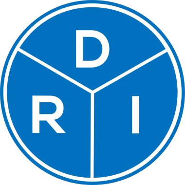 Beyaz arka planda DRI harf logosu tasarımı. DRI yaratıcı daire harfi logosu konsepti. DRI harf tasarımı.