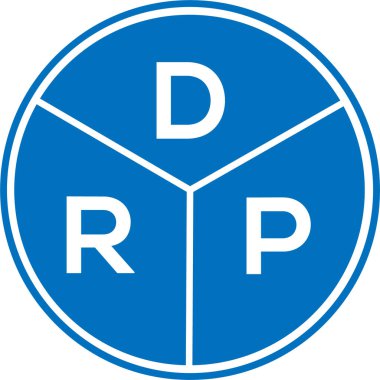 Beyaz arkaplanda DRP harf logosu tasarımı. DRP yaratıcı daire harfi logosu konsepti. DRP harf tasarımı.