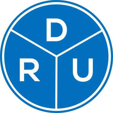 Beyaz arka planda DRU harf logosu tasarımı. DRU yaratıcı daire harfi logosu konsepti. DRU harf tasarımı.