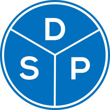 Beyaz arka planda DSP harf logosu tasarımı. DSP yaratıcı daire harfi logosu konsepti. DSP harf tasarımı.
