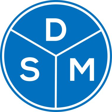 Beyaz arkaplanda DSM harf logosu tasarımı. DSM yaratıcı daire harfi logosu konsepti. DSM harf tasarımı.