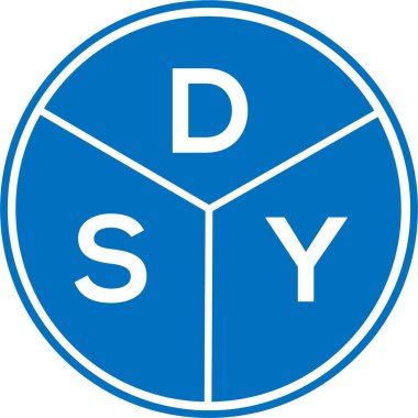 Beyaz arka planda DSY harf logosu tasarımı. DSY yaratıcı daire harfi logosu konsepti. DSY harf tasarımı.