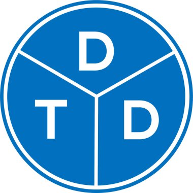 Beyaz arka planda DTD harf logosu tasarımı. DTD yaratıcı daire harfi logosu konsepti. DTD harf tasarımı.