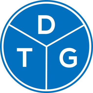 Beyaz arka planda DTG harf logosu tasarımı. DTG yaratıcı daire harfi logosu konsepti. DTG harf tasarımı.