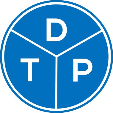 Beyaz arka planda DTP harf logosu tasarımı. DTP yaratıcı daire harfi logosu konsepti. DTP harf tasarımı.