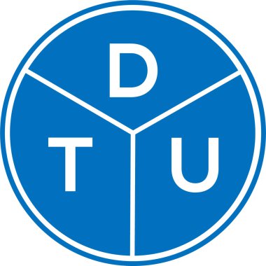 Beyaz arka planda DTU harf logosu tasarımı. DTU yaratıcı daire harfi logosu konsepti. DTU harf tasarımı.