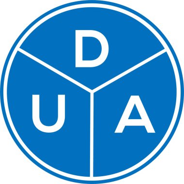 Beyaz arka planda DUA mektup logosu tasarımı. DUA yaratıcı daire harfi logosu. DUA mektup tasarımı.