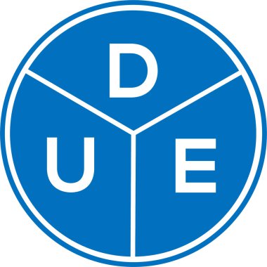 Beyaz arka planda DUE harf logosu tasarımı. Yaratıcı yuvarlak harf logosu kavramı. Due harf tasarımı.