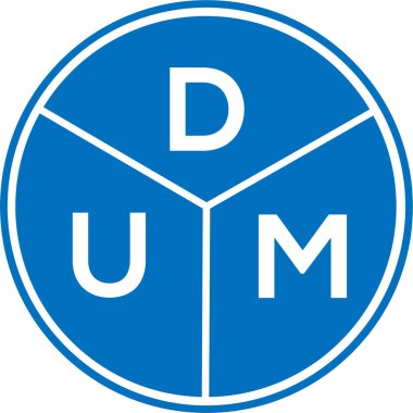 Beyaz arka planda DUM harf logosu tasarımı. DUM yaratıcı daire harfi logosu. DUM harf tasarımı.