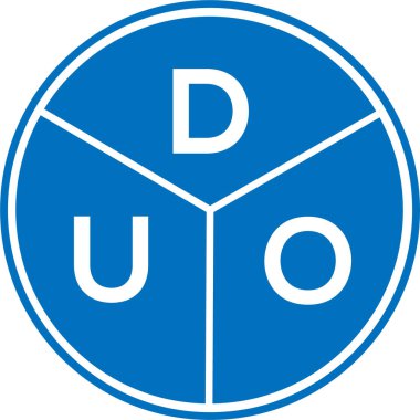 Beyaz arka planda DUO harf logosu tasarımı. DUO yaratıcı daire harf logosu konsepti. DUO harf tasarımı.