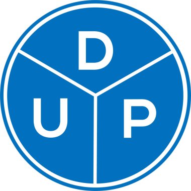 Beyaz arkaplanda DUP harf logosu tasarımı. DUP yaratıcı daire harfi logosu konsepti. DUP harf tasarımı.