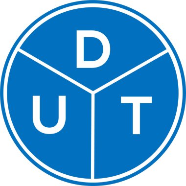 Beyaz arka planda DUT harf logosu tasarımı. DUT yaratıcı daire harfi logosu konsepti. DUt harf tasarımı.