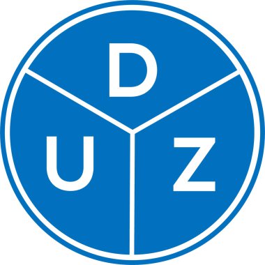 Beyaz arka planda DUZ harf logosu tasarımı. DUZ yaratıcı daire harfi logosu. DUZ harf tasarımı.