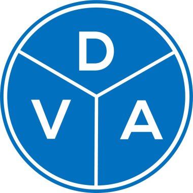 Beyaz arkaplanda DVA harf logosu tasarımı. DVA yaratıcı daire harfi logosu. DVA harf tasarımı.