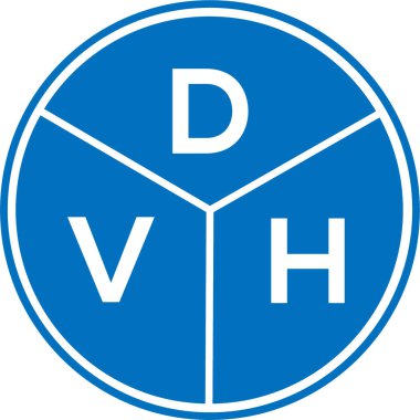 Beyaz arkaplanda DVH harf logosu tasarımı. DVH yaratıcı daire harfi logosu. DVH harf tasarımı.