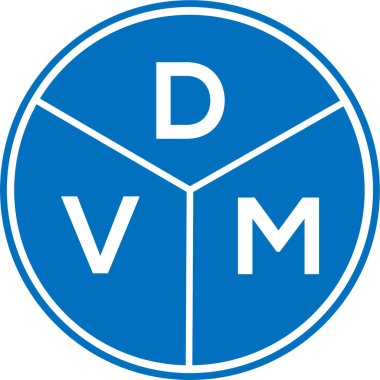 Beyaz arkaplanda DVM harf logosu tasarımı. DVM yaratıcı daire harfi logosu konsepti. DVM harf tasarımı.