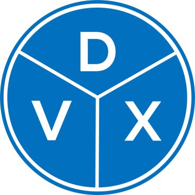 Beyaz arkaplanda DVX harfli logo tasarımı. DVX yaratıcı daire harfi logosu. DVX harf tasarımı.