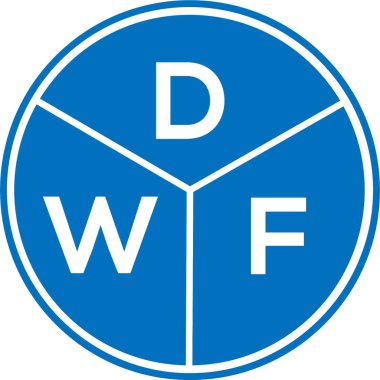 Beyaz arka planda DWF harf logosu tasarımı. DWF yaratıcı daire harfi logosu konsepti. DWF harf tasarımı. Beyaz arka planda DWF harf logosu tasarımı. DWF yaratıcı daire harfi logosu konsepti. DWF harf tasarımı.