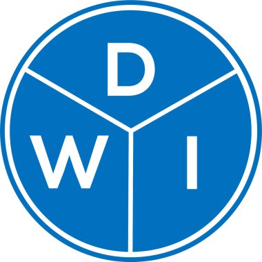 Beyaz arka planda DWI harf logosu tasarımı. DWI yaratıcı daire harfi logosu konsepti. DWI harf tasarımı.