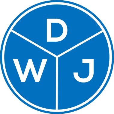 Beyaz arka planda DWJ harf logosu tasarımı. DWJ yaratıcı daire harfi logosu konsepti. DWJ harf tasarımı.