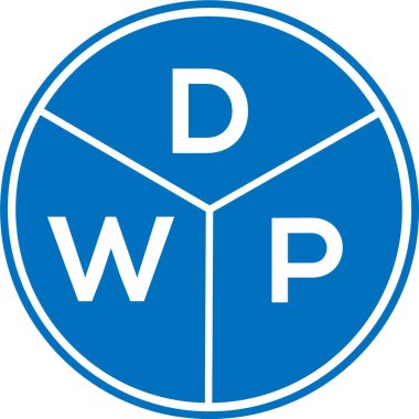 Beyaz arka planda DWP harf logosu tasarımı. DWP yaratıcı daire harfi logosu konsepti. DWP harf tasarımı.