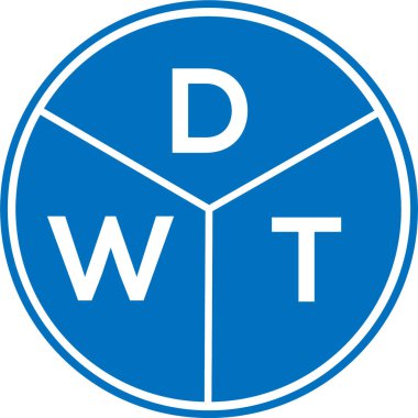 Beyaz arka planda DWT harf logosu tasarımı. DWT yaratıcı daire harf logosu konsepti. DWT harf tasarımı.