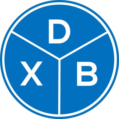 Beyaz arkaplanda DXB harf logosu tasarımı. DXB yaratıcı daire harfi logosu konsepti. DXB harf tasarımı.