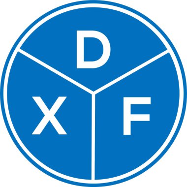 Beyaz arkaplanda DXF harf logosu tasarımı. DXF yaratıcı daire harfi logosu konsepti. DXF harf tasarımı.