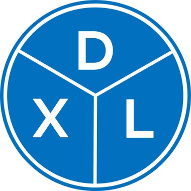 Beyaz arkaplanda DXL harf logosu tasarımı. DXL yaratıcı daire harfi logosu konsepti. DXL harf tasarımı.
