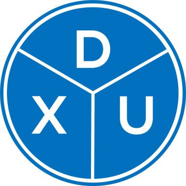 Beyaz arka planda DXU harf logosu tasarımı. DXU yaratıcı daire harfi logosu konsepti. DXU harf tasarımı.
