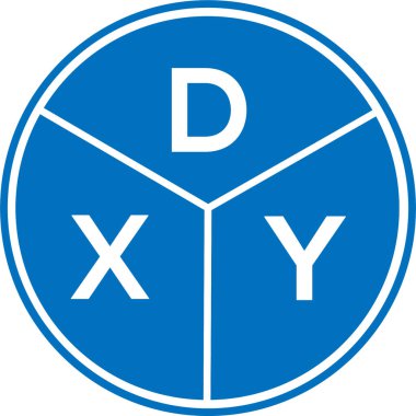 Beyaz arka planda DXY harf logosu tasarımı. DXY yaratıcı daire harfi logosu konsepti. DXY harf tasarımı.