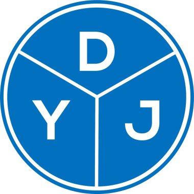 Beyaz arka planda DYJ harf logosu tasarımı. DJ yaratıcı yuvarlak harf logosu konsepti. DYJ harf tasarımı.