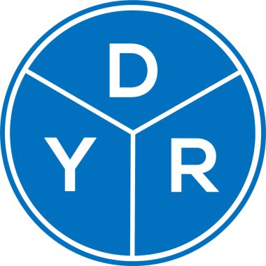Beyaz arka planda DYR harf logosu tasarımı. DYR yaratıcı daire harfi logosu konsepti. DYR harf tasarımı.