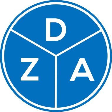 Beyaz arka planda DZA harf logosu tasarımı. DZA yaratıcı daire harf logosu konsepti. DZA harf tasarımı.