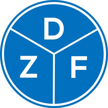 Beyaz arka planda DZF harf logosu tasarımı. DZF yaratıcı daire harfi logosu konsepti. DZF harf tasarımı.
