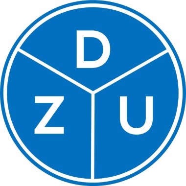 Beyaz arka planda DZU harf logosu tasarımı. DZU yaratıcı daire harfi logosu konsepti. DZU harf tasarımı.