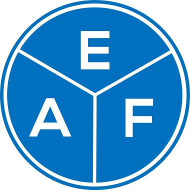 Beyaz arka planda EAF harf logosu tasarımı. EAF yaratıcı daire harfi logosu konsepti. EAF harf tasarımı.