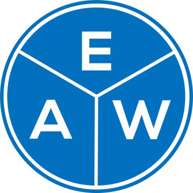 Beyaz arka planda EAW harf logosu tasarımı. EAW yaratıcı daire harfi logosu konsepti. EAW harf tasarımı.