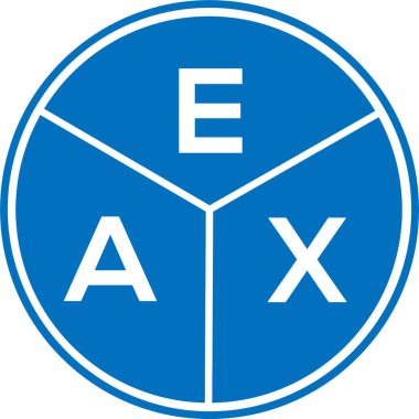 Beyaz arka planda EAX harfli logo tasarımı. EAX yaratıcı daire harfi logosu. EAX harf tasarımı.