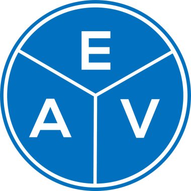 Beyaz arka planda EAV harf logosu tasarımı. EAV yaratıcı daire harfi logosu konsepti. EAV harf tasarımı.