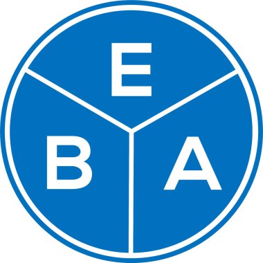 Beyaz arka planda EBA harf logosu tasarımı. EBA yaratıcı daire harfi logosu. EBA harf tasarımı.